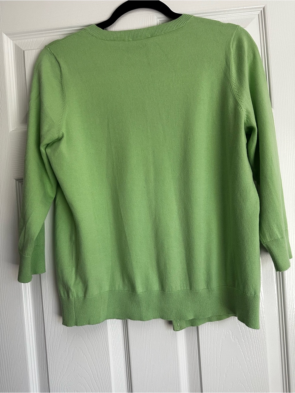 Talbots Green Button-Front Pima Cotton Crewneck Cardigan - Picture 4 of 4